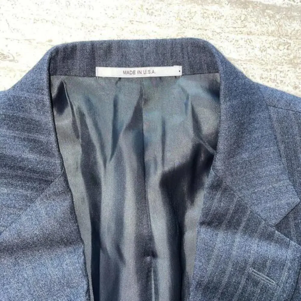 Hickey Freeman Men's Gray Striped Worsted Wool Suit Jacket Size‎ 42L